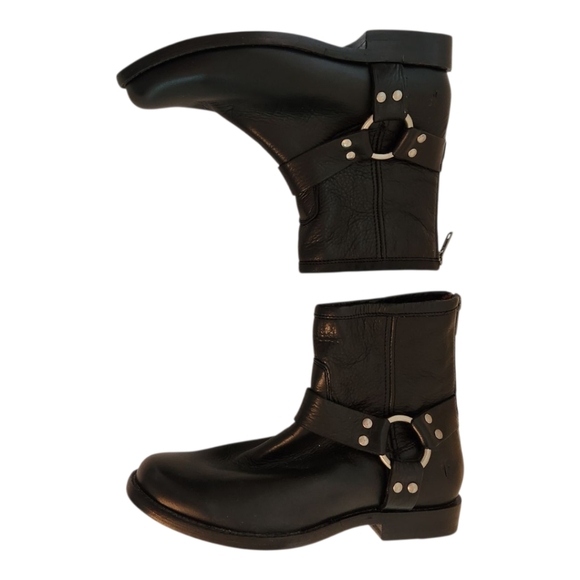Frye Phillip Short Harness Boot Black Leather Size 5.5 - Picture 4 of 9